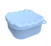 Contenitore portatile per sapone con struttura in silicone e coperchio portasapone per uso da viaggio, si adatta facilmente a borse da toilette e zaini senza ingombro (blu)