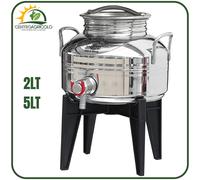 CONTENITORE PROFESSIONALE SANSONE PER OLIO IN ACCIAIO INOX 2/5 LITRI CON SUPPORT