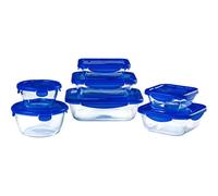 Contenitore Pyrex Cook & Go Vetro Borosilicato 7 Pezzi Coperchi Blu