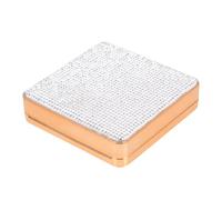 Contenitore Quadrato Vuoto con Specchio, ABS Bianco Oro | Piumino e Spugna Inclusi, Ricaricabile, per Polvere Pressata e Uso Quotidiano nella Borsa Colore Casuale