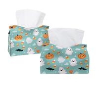 Contenitore rettangolare per fazzoletti, contenitore per il bagno, per banconi da toeletta, comodino e uffici, con simpatici fantasmi di Halloween, caramelle e zucche