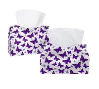 Contenitore rettangolare per fazzoletti, contenitore rettangolare per bagno, piano di lavoro, comodino e ufficio, con graziose farfalle viola senza cuciture