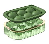 Contenitore rotondo per palline di ghiaccio in vetro e silicone, adatto per la casa e la conservazione della pressa sul fondo degli stampi in silicone alimentare (verde)