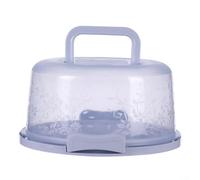 Contenitore rotondo per torte con manico e coperchio trasparente con chiusura a scatto, perfetto per trasportare e conservare torte senza danni (blu)