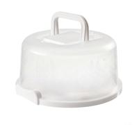 Contenitore rotondo per torte con manico e coperchio trasparente con chiusura a scatto, perfetto per trasportare e conservare torte senza danni (bianco)