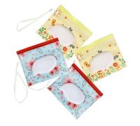 Contenitore Salviette Umidificate EVA Chiusura Automatica, 4 Pezzi | Formato Pieghevole Finestra, Portatile e Salvaspazio, per Cosmetici e Dischetti Struccanti