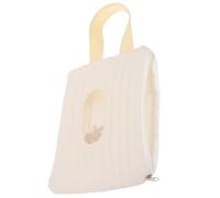 Contenitore Salviette Umidificate Portatile Riutilizzabile in Cotone | Ricamo Coniglietto Beige, Forma Delicata, per Cambio Pannolino e Uso fuori Casa, da Appendere al Passeggino