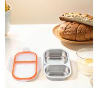 Contenitore snack riutilizzabile in acciaio inox piccolo 2 scomparti porta alime