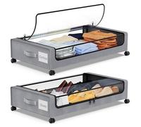 Contenitore Sotto Il Letto con Ruote, Risparmio di Spazio Contenitore Rotante Sotto Il Letto Contenitori Sotto Il Letto con Maniglie per Vestiti, Giocattoli, Coperte e Libri (2PCS)
