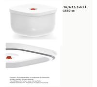 Contenitore Sottovuoto ALTO MEDIO Kitchen Active Design 16,3x16,3xh11 cm - 1550 cc dotato di valvola in silicone per lestrazione dellaria bianco