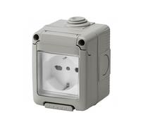 Contenitore Stagno 1 Modulo da Esterno IP55 Con Sportello Presa Schuko