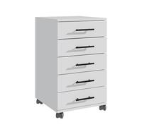 Contenitore su rotelle Relaxdays, 5 cassetti, HxLxP: 69 x 40 x 40 cm, mobiletto per Ufficio su rotelle, Bianco