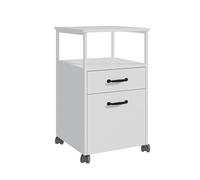 Contenitore su ruote Relaxdays, 2 cassetti, cartelle sospese, design moderno, HLP: 66,5 x 42 x 44 cm, schedario bianco