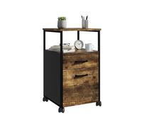 Contenitore su Ruote Relaxdays, 2 cassetti, portafile, Design Industriale, H: 66,5x42x44 cm, armadietto, Marrone/Nero