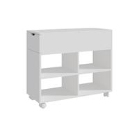 Contenitore su Ruote Relaxdays, 5 Scomparti, cassetto, HxLxP: 61 x 70 x 30 cm, Aperto, armadietto Mobile, Bianco