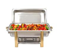 Contenitore termico in acciaio inox, per chafing dish, per buffet, con padella e coperchio per catering buffet e feste di famiglia (9 litri)