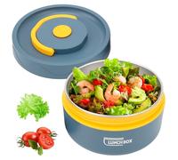 Contenitore Termico per Alimenti, 420ml Bento Box, Termico Impilabile Acciaio Inossidabile 304, Thermos per Alimenti Caldi, Manico Barattolo Portatile per Alimentis Caldi Microonde(Blu Profondo)