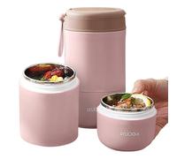 Contenitore termico per alimenti a tenuta stagna, in acciaio inox, isolamento sottovuoto, con cucchiaio, per scuola, lavoro, picnic (rosa, doppio strato)