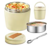 Contenitore termico per cibo, 1,5 l, in acciaio inox, con cucchiaio pieghevole, per conservare cibi e zuppe