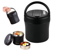 Contenitore termico per cibo, 1200 ml, con coperchio e cucchiaio, a prova di perdite, contenitore termico in acciaio inox, per scuola, ufficio, lavoro, picnic, zuppe, yogurt, porridge pasti, nero
