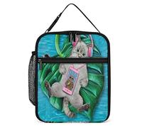 Contenitore termico per il pranzo Il gatto ascolta la musica Piccola borsa per il pranzo Piscina termica riutilizzabile Raffreddatore per il pranzo da lavoro per uomo Donna Ufficio