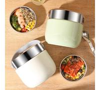 Contenitore termico per il pranzo in acciaio inossidabile, contenitore termico per alimenti da 1500 ml, con coperchio, contenitore a 6 strati isolante con cucchiaio pieghevole (bianco)