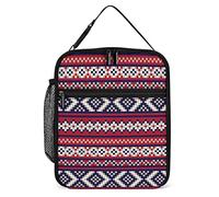 Contenitore termico per il pranzo Red Navy Christmas Fair Isle Pattern Piccola borsa termica per il pranzo termica riutilizzabile per il pranzo da lavoro per uomini e donne in ufficio