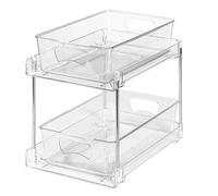 Contenitore trasparente a 2 ripiani per bagno, cucina e vanità, design salvaspazio a scorrimento, ideale per decluttering e massimizzare l'efficienza di archiviazione
