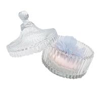 Contenitore trasparente con doppio grezzo, D | Contenitore in vetro trasparente con accento floreale per organizzazione cosmetica e respiro di polvere riciclabile per