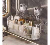 Contenitore trasparente per doccia con ventose, design ondulato, resistente, per doccia e bagno, bianco