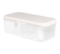 Contenitore Trucchi Organizer da Scrivania Compatto in Ps Bianco | Scatola Trasparente con Coperchio, Ordine per Matite Chiavi e Accessori, Salva Spazio su Tavolo