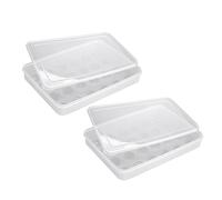 Contenitore Uova Cartone 2Pezzi Plastico Bianco per Frigorifero | Contenitore per Uova da Frigo, Coperchio Trasparente, Protezione Uova, Salva Spazio, Casa