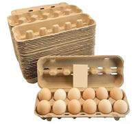 Contenitore Uova Ecologico in Cartone Pressato da 12 Posti con Coperchio per trasparente - Custodia Antishock per Trasporto e Conservazione 30x20x4cm