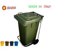CONTENITORE VERDE MAX 120 LITRI BIDONE SPAZZATURA CON PEDALE E RUOTE GIGANPLAST