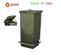 CONTENITORE VERDE MAX 80 LITRI BIDONE SPAZZATURA CON PEDALE E RUOTE GIGANPLAST