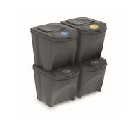Set di 4 contenitori per raccolta differenziata in plastica 100L Prosperplast Sortibox in colore grigio