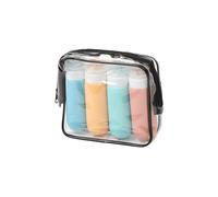 BEPER C302AAC010 Set 4 Flaconi da Viaggio in Silicone 90 ml, Contenitori per Shampoo e Creme con Astuccio Trasparente, Antigoccia, Ideali per Aereo e Palestra