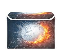 Contenitori con coperchio, pallavolo nel fuoco, organizer per giocattoli per camera da letto, cameretta dei bambini, 41,9 x 32 x 30 cm, grande cubo pieghevole per casa, ufficio, armadio