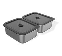 CONTENITORI CUCINA ACCIAIO INOX 2 PEZZI PER ALIMENTI ERMETICI COMPATIBILI WEBERS