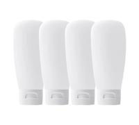 Contenitori da viaggio - Flaconi da 100 ml, Design ricaricabile a tenuta stagna, Corpo in trasparente, Chiusura sicura con tappo a scatto, Set portatile leggero, Portaoggetti da toilette da 4