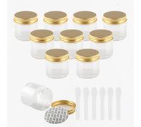 Contenitori da viaggio for cosmetici, barattoli da viaggio for articoli da toeletta, 24 pezzi vuoti da 250 g di barattoli for cosmetici in plastica trasparente con coperchio a vite dorato, piccolo vas