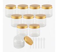 Contenitori da viaggio for cosmetici, barattoli da viaggio for articoli da toeletta, 24 pezzi vuoti da 250 g di barattoli for cosmetici in plastica trasparente con coperchio a vite dorato, piccolo vas
