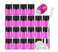 Contenitori da viaggio for cosmetici, barattoli da viaggio for articoli da toeletta, 25 pezzi da 3 ml di flaconi vuoti in vetro blu for oli essenziali con riduttore di orifizio e tappo nero per(Pink,1