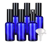 Contenitori da viaggio for cosmetici, barattoli da viaggio for articoli da toeletta, 6 pezzi vuoti da 30 ml flacone spray in vetro blu, flaconi spray a nebbia fine con spruzzatore nero(Blue,50ml)