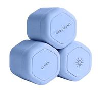Contenitori da viaggio - Set di capsule quotidiane - Contenitori magnetici con coperchio, elementi essenziali da viaggio per donne/uomini, shampoo, balsamo, bagnoschiuma, pillole e altro ancora, Blu