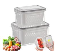 Contenitori Di Frutta - Box Di Stoccaggio Ermetico | Vegetale Con Scolapasta Rimovibile | Organizzatore Di Prodotti Freschi Per Frigorifero Cucina Insalata Di Carne Preparazione Alimentazione S