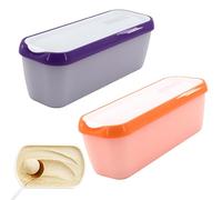 Contenitori di Gelato con Coperchio, 2 Pezzi da 1.5 Litri Contenitori per Gelato, Contenitori per la Conservazione Riutilizzabili, Vasche per Gelati per Yogurt, Sorbetto, Gelato, Arancione Viola