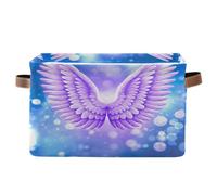 Contenitori di stoccaggio dell'armadio del tessuto blu delle ali dell'angelo viola molle con la maniglia, organizzatore pieghevole dell'armadio domestico