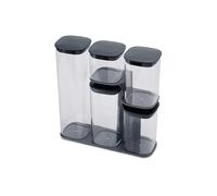 Joseph Joseph Podium - Set di 5 barattoli con supporto, contenitori da cucina - Grigio