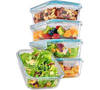 Contenitori Ermetici Per Alimenti in Vetro - Set da 4 - Con Coperchio - Capacità 1l - Senza BPA - Adatti al Congelatore e al Microonde - Lavabili in Lavastoviglie